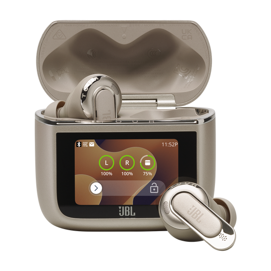 JBL Tour Pro 3 - Latte - True Wireless Noise Cancelling earbuds with Smart Charging Case™ - Hero